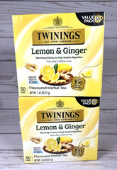 Twinings Lemon & Ginger Flavoured Herbal Tea 50 Bags Soothe Digestion 2x 10/27