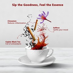 Saffron Black Tea Ceylon Tea Cinnamon Naturally Caffeinated Aromatic Herbal T…