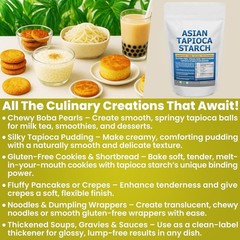 Tapioca Starch (2.5 LB) Gluten-Free GMO-Free for Making Boba Tea Pearls Baking