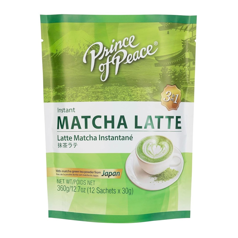 Prince of Peace 3 in 1 Matcha Latte – Instant Beverage – 12 Sachets