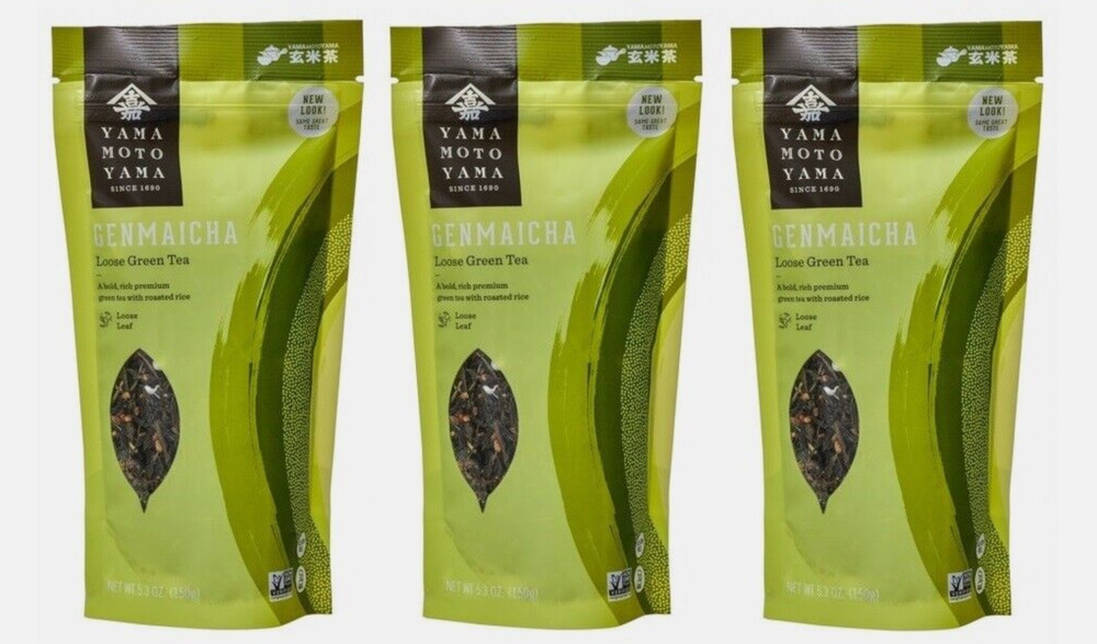 Japanese Yamamotoyama Genmaicha Green Tea w/ Roasted Rice 5.3oz (Pack of Three)
