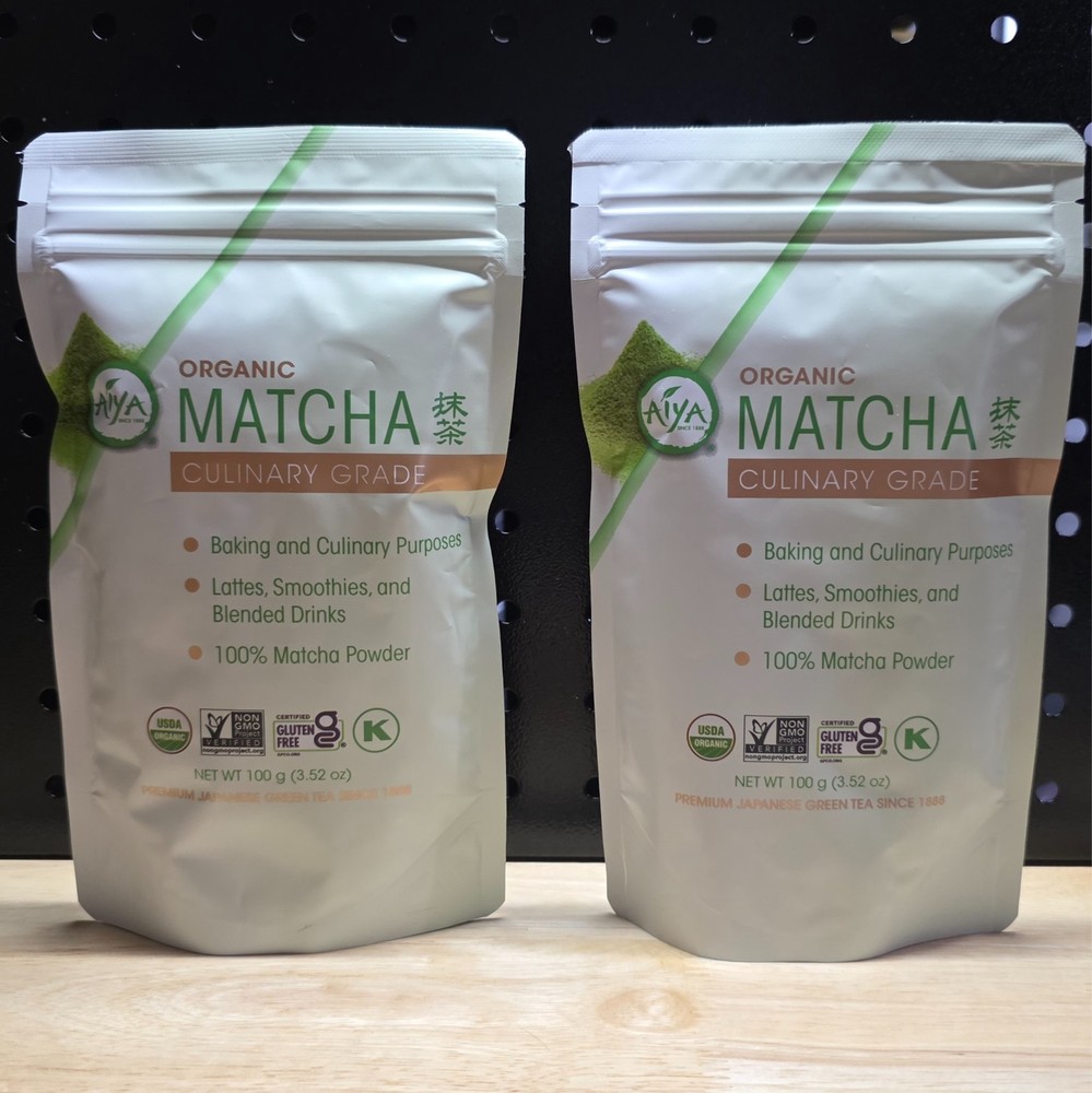 Aiya Certified Organic Culinary Grade Matcha Green Tea Powder, 100 g, LOT OF 2