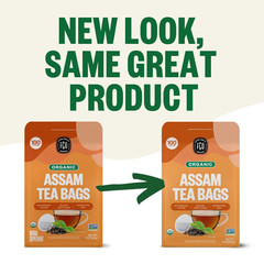 Organic Assam Tea, 100 Count, Eco-Conscious Black Tea Bags, Resealable Bag, Pack