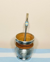 Mate cup yerba argentino – Argentina F Cincelado + bombilla straw Argentina Flag