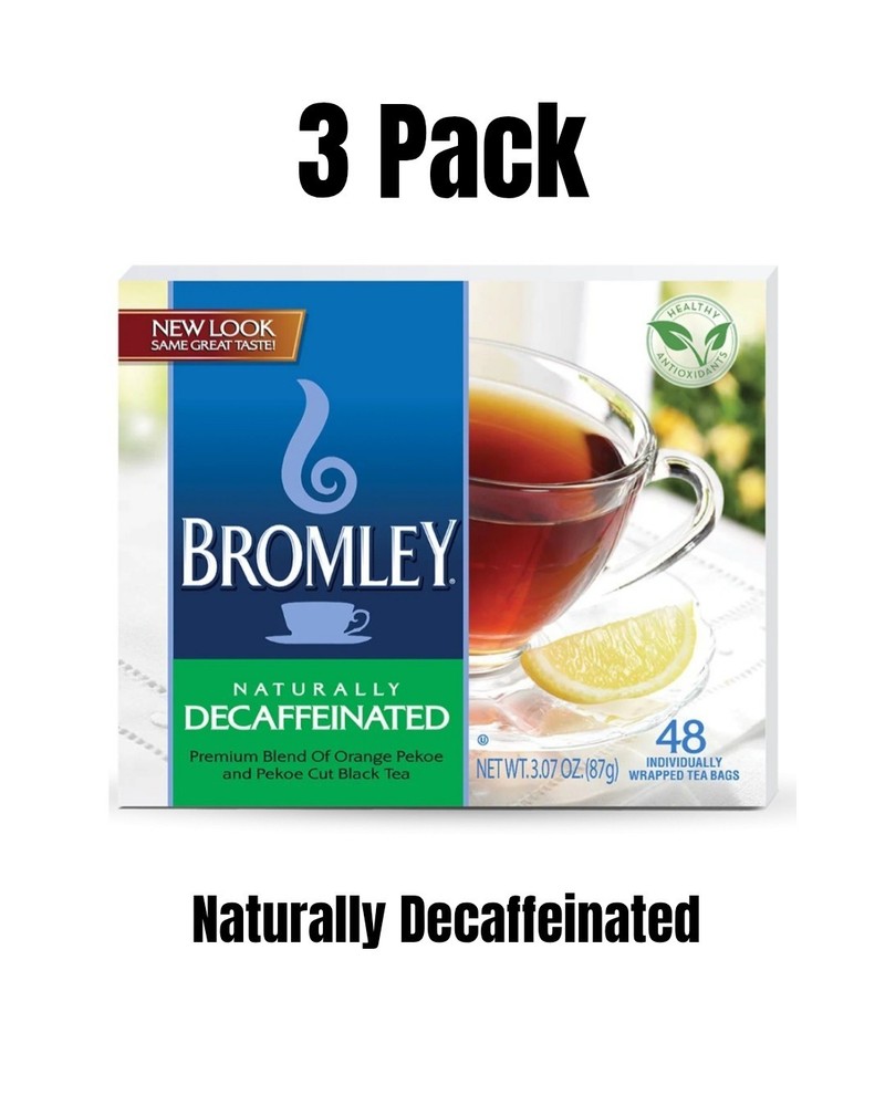Bromley Naturally Decaffeinated Tea 3 Packs 48 Tea Bags In Each Box