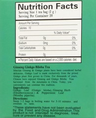 20 Count Ginseng Ginkgo Biloba Herbal Tea – Boost Energy and Focus Naturally