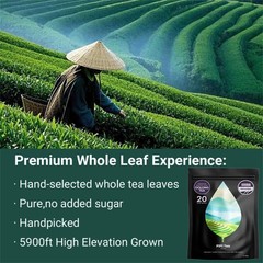 PiPi Tea Organic Oolong Tea Bags – Whole Leaf, 20 Bags (4g Each) – Cortisol & Ca