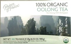 1 Box, Prince of Peace 100% Organic Oolong Tea, 6.35 Oz / 180g – 100 Tea Bags
