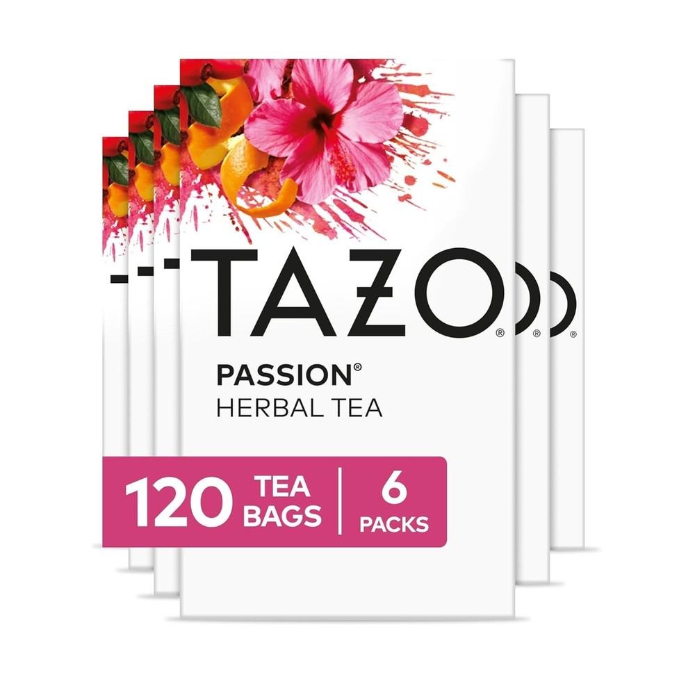 TAZO Passion Herbal Tea Bags Caffeine-Free, 120 Total Tea Bags, 20ct, Pack of 6