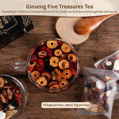 Ginseng Five Treasures Kidney Tea, Traditional Chinese Herbal Teabags, Natural K