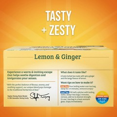 Twinings Lemon & ginger herbal Tea Bags, Caffeine Free, 50 Count Box.