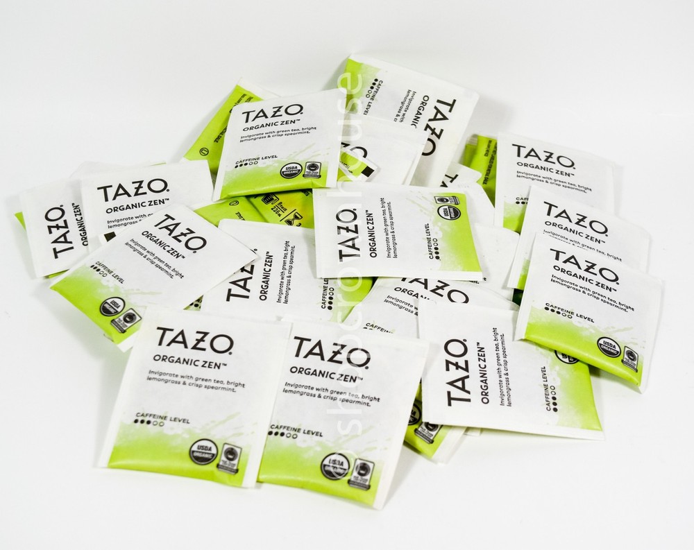 34 Tazo Organic ZEN Tea sealed Bag Caffeine Kosher