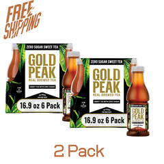 Gold Peak Real Brewed Tea Zero Sugar , Bottled Tea Drink, 16.9 fl oz, 12 Bottles