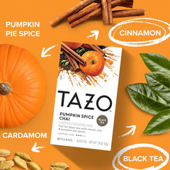Pumpkin Spice Chai Tea Bags, Black Tea, Holiday Gift For Tea Lovers, 20ct (6pk)