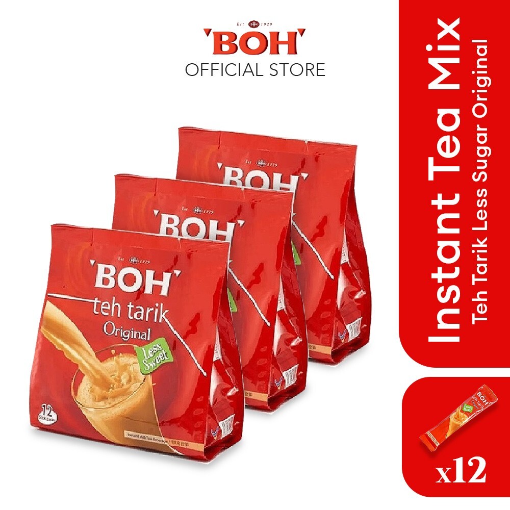 Boh TehTarik Less Sugar Original/ MALAYSIA Milk Tea (12 x 27g/324g)3 PACKS