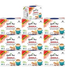 QuikTea Unsweetened Masala Chai Tea Latte – 100 Count (10 Boxes of 10 Each)