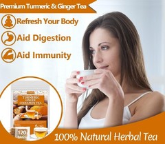 120 Turmeric, Ginger, Cinnamon Blend Tea Bags, 100% Natural & No Additives &…