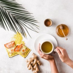 Pack of 6 Ginger Honey Crystals, Turmeric, Caffeine Free, 25 Sachets