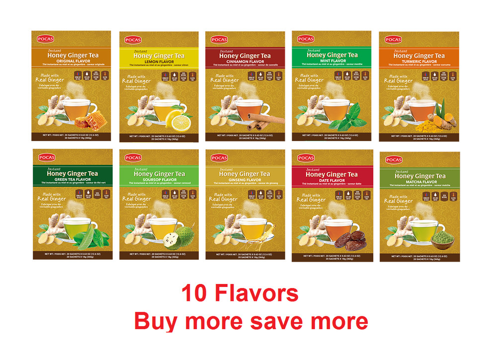 Pocas Honey Ginger Tea original Instant Honey Ginger Tea Made with Real Ginger