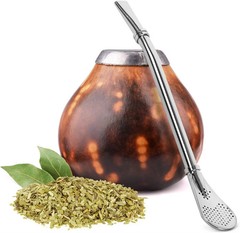 3pcs Stainless Steel Yerba Mate Cup Set: 350ML Gourd, Bombillas & Brush