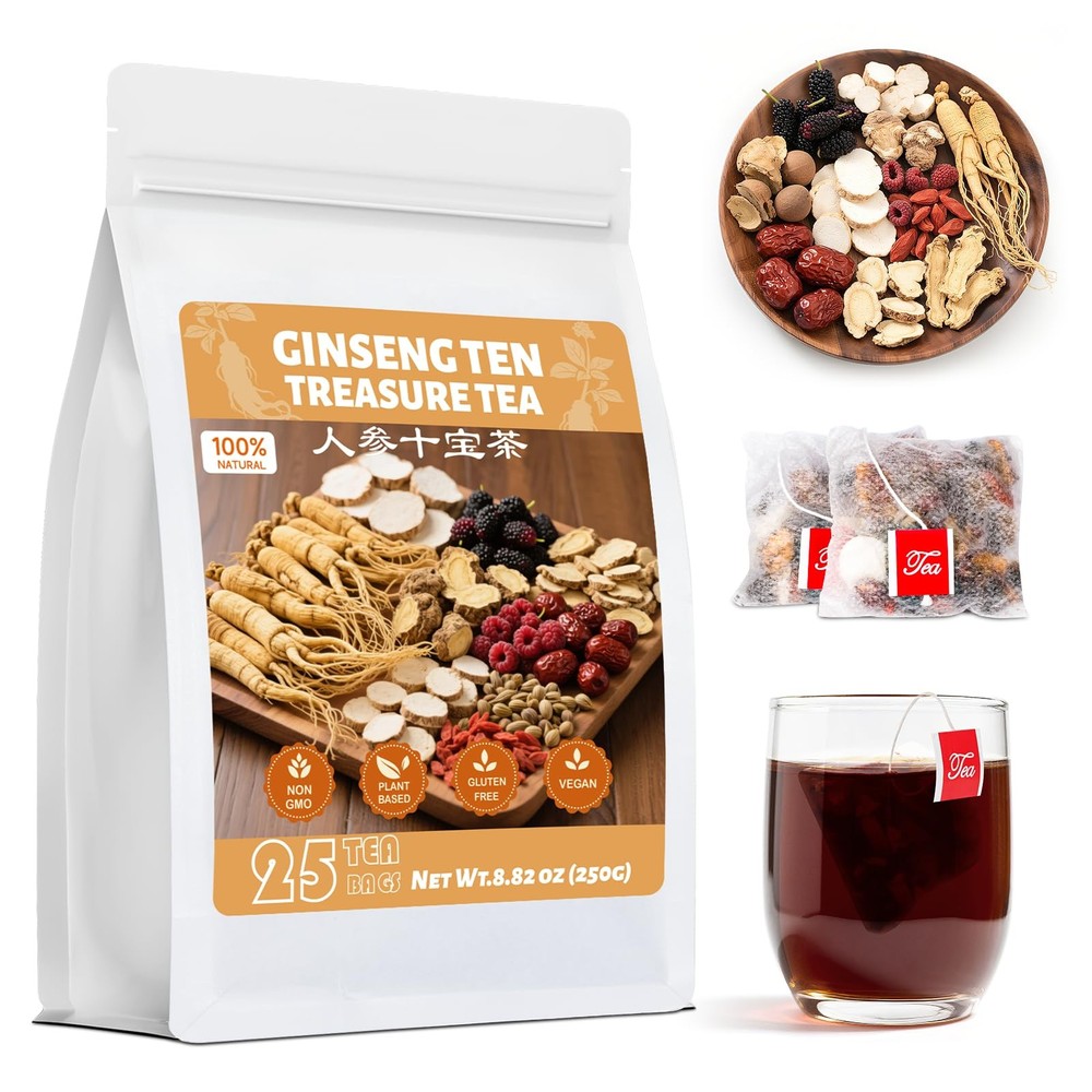 Ginseng Ten Treasures Kidney Tea,Traditional Chinese 25 Count (Pack of 1)