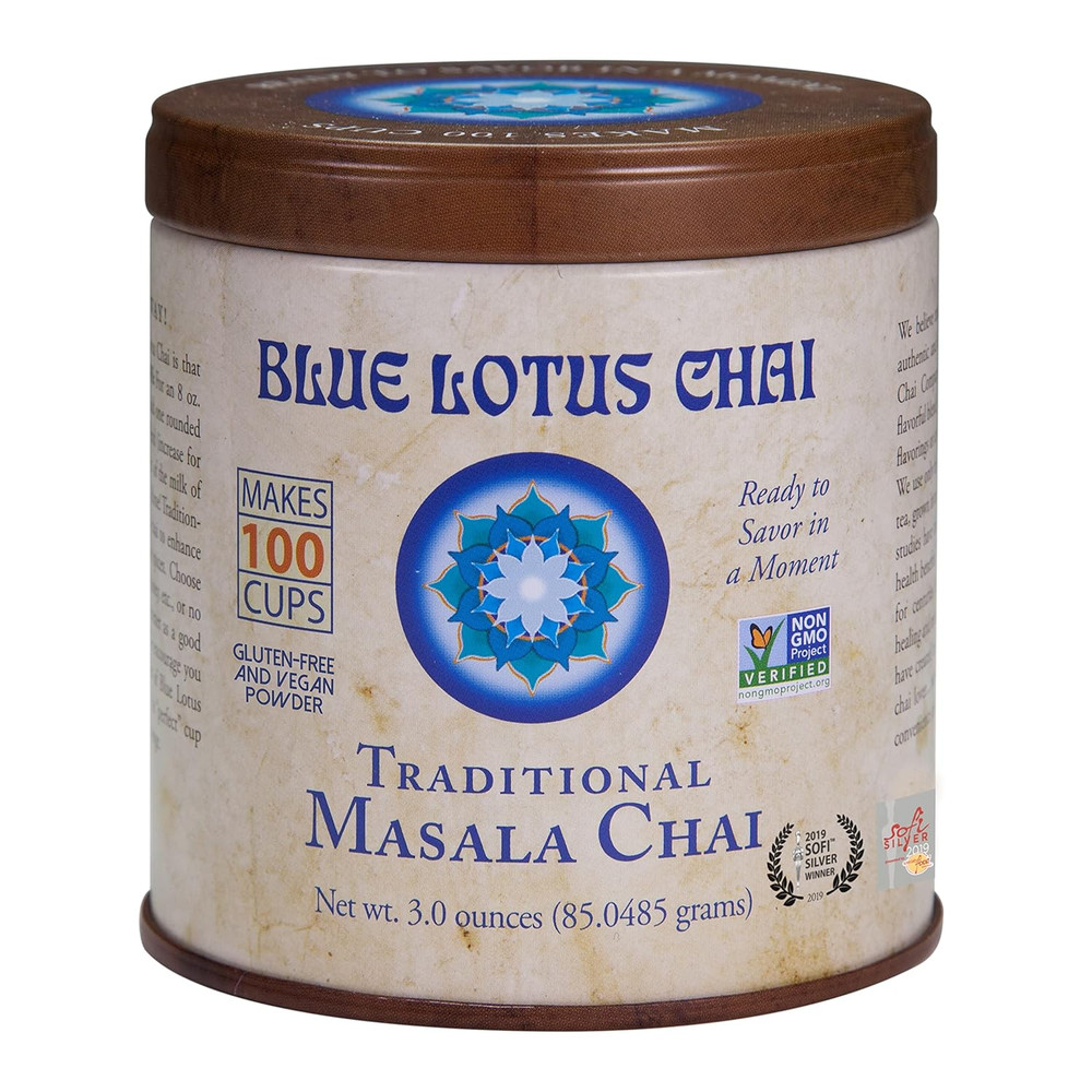Blue Lotus Chai Tea – Traditional Masala Chai – Makes 100 Cups – 3 Ounce Masala