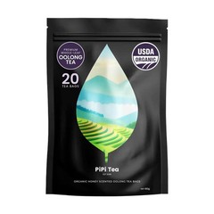 PiPi Tea Organic Oolong Tea Bags – Whole Leaf, 20 Bags (4g Each) – Cortisol & Ca