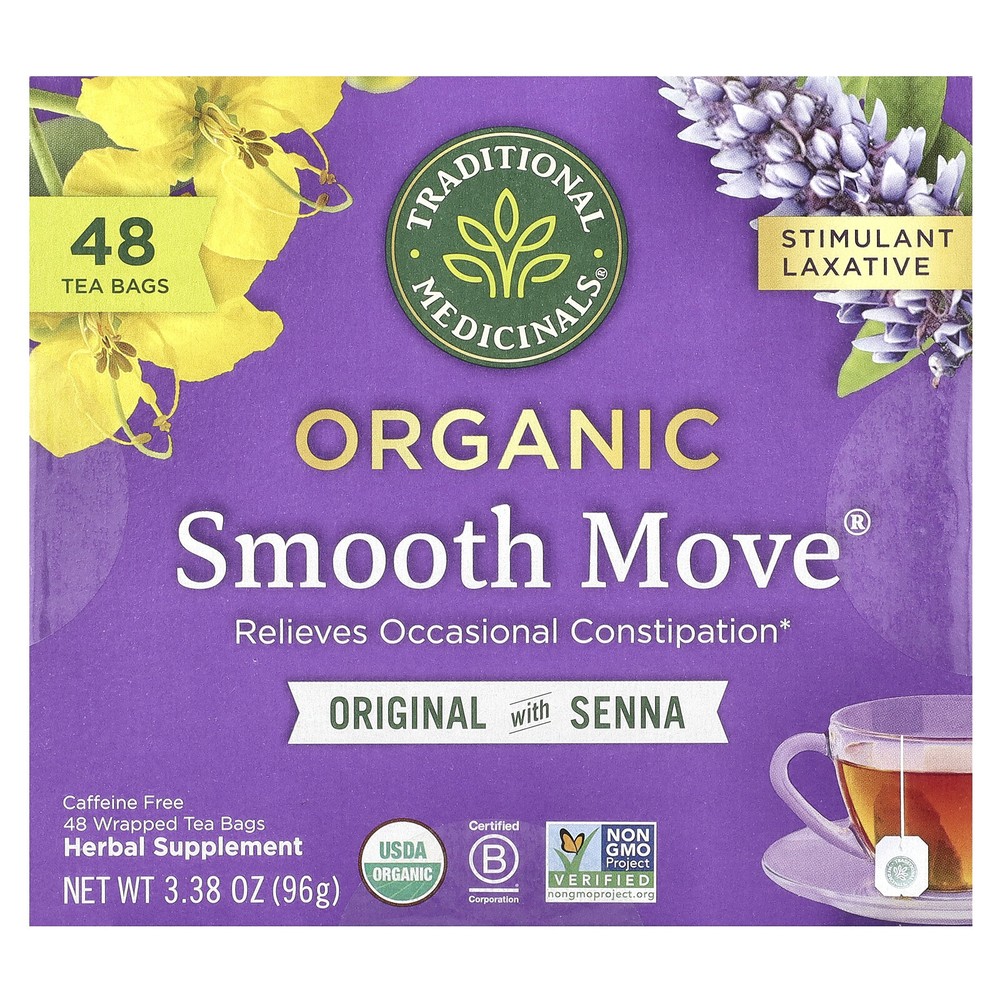 Organic Smooth Move, Caffeine Free, 48 Wrapped Tea Bags, 3.38 oz (96 g)