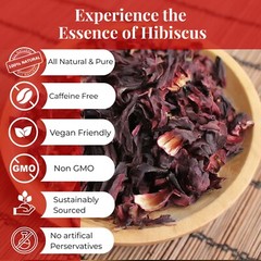 Dried Hibiscus Flower, Flor De Jamaica, Hibiscus Tea, Caffeine Free, 2.6oz