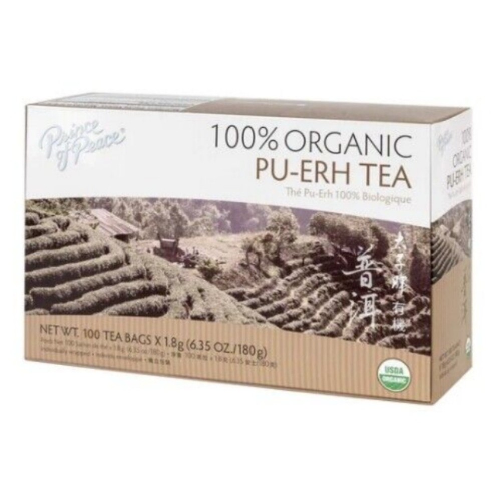 100% Organic Pu-erh Tea, 100 Tea Bags Each Box -Prince of Peace