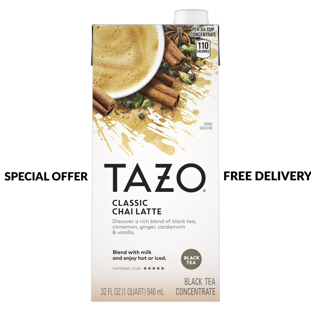 TAZO Classic Chai Latte Black Tea Concentrate, Made from Real Black Tea, 32oz…