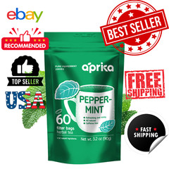 Pure Peppermint Tea – no stems, 100% Natural Herbal Tea, 60 bags, USA seller