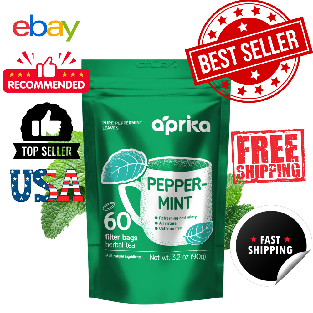 Pure Peppermint Tea – no stems, 100% Natural Herbal Tea, 60 bags, USA seller!