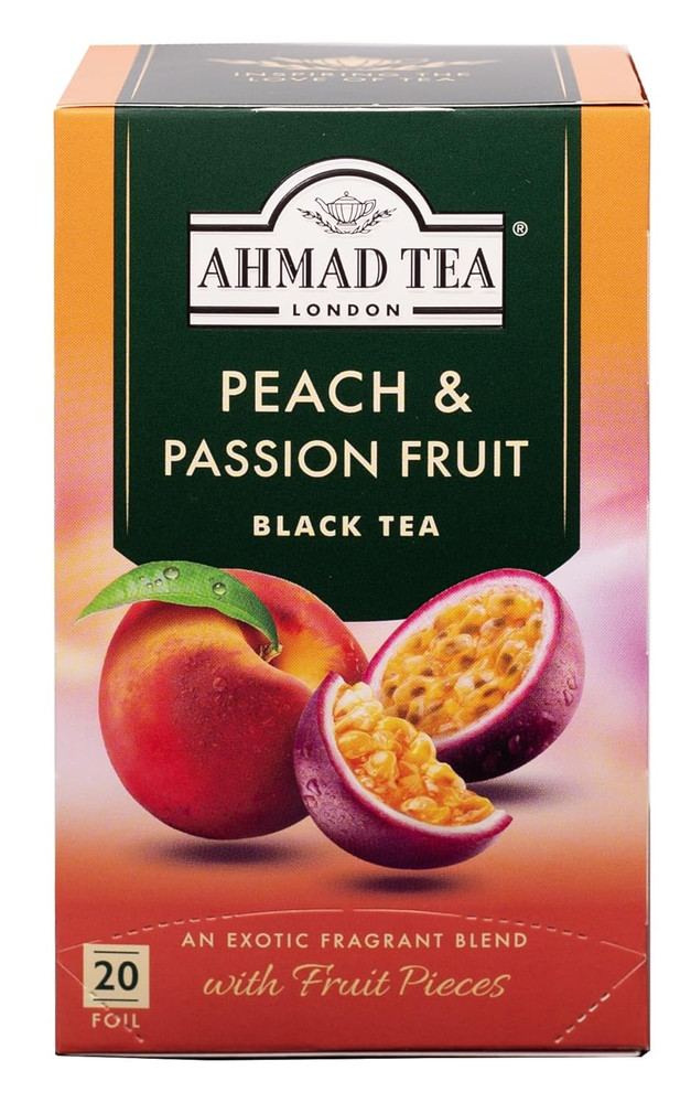 Ahmad Tea Peach Passion Fruit Black Tea Bags 20 Count Awards Winning Flavor