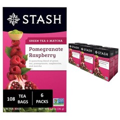 Stash Tea Pomegranate Raspberry & Matcha Green Tea – Caffeinated, Non-Gmo