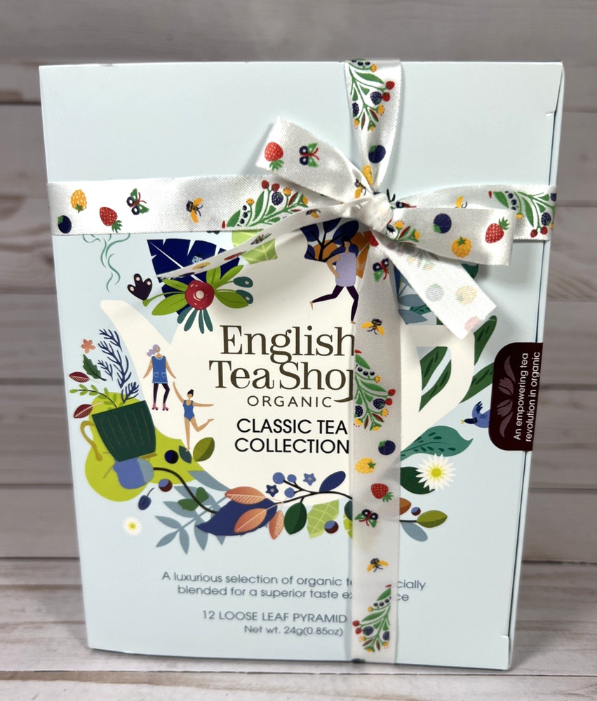 English Tea Shop Organic Classic Tea Collection 12 Loose Leaf Pyramid Bags 7/28