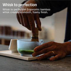 Complete Matcha Tea Set with Bowl, Whisk, Spoon & Tray – Matte White
