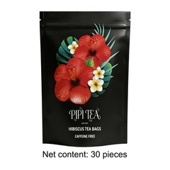 PiPi Tea Organic Hibiscus Tea Bags，Caffeine Free Herbal Tea Rich In Antioxidants