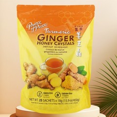 Pack of 2 Ginger Honey Crystals, Turmeric, Caffeine Free, 25 Sachets