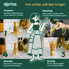 Aprika Life Matcha Bamboo Whisk Set with Holder | 100 Prong Chasen, Bamboo Sc…