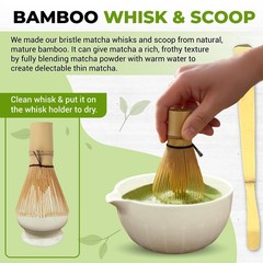 Matcha Whisk Set with Matcha Bowl – Matcha Set Included Electric Frother, Bam…