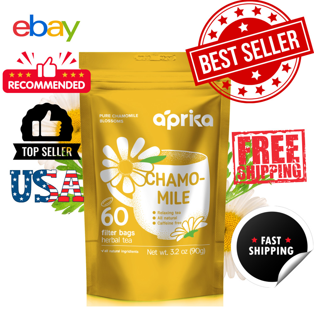 Pure Chamomile Tea – no stems, 100% Natural Herbal Tea, 60 bags, USA seller