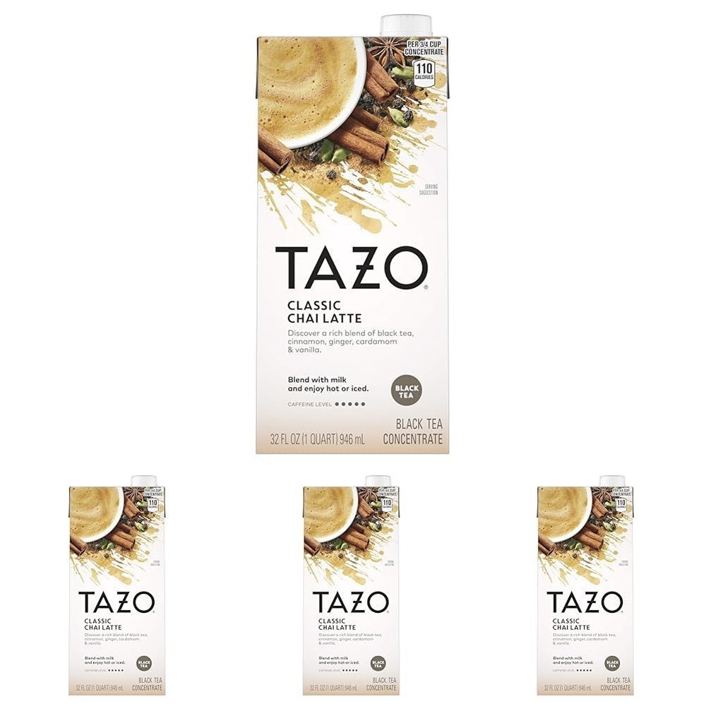 Tazo Concentrate Chai Latte black tea/cinnamon/ginger/cardamom/Vanilla (4X32Oz)