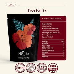PiPi Tea Organic Hibiscus Tea Bags – Caffeine Free Herbal Tea Rich in Antioxi…