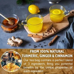 Turmeric Ginger Cinnamon Herbal Tea 120 Bags Vegan No Sugar Caffeine Free
