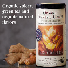 Organic Turmeric Ginger Green Tea – 250 Naturally Caffeinated Tea Bags