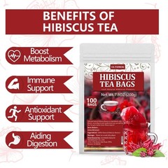 Premium Hibiscus Tea Bags,100 Tea Bags/7.06 Oz,100% Pure Dried Hibiscus Flower,N