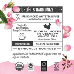 Numi Organic White Tea with Rose 16 Count Fresh Floral Bagged Tea