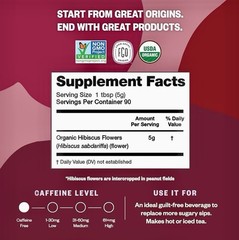 Hibiscus Flowers, Organic Cut and Sifted, 16oz Bulk Resealable Bag, FGO brand