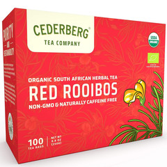 Red Rooibos Tea 100 Teabags USDA Organic – Naturally Caffeine Free –